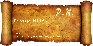 Pintye Milán névjegykártya